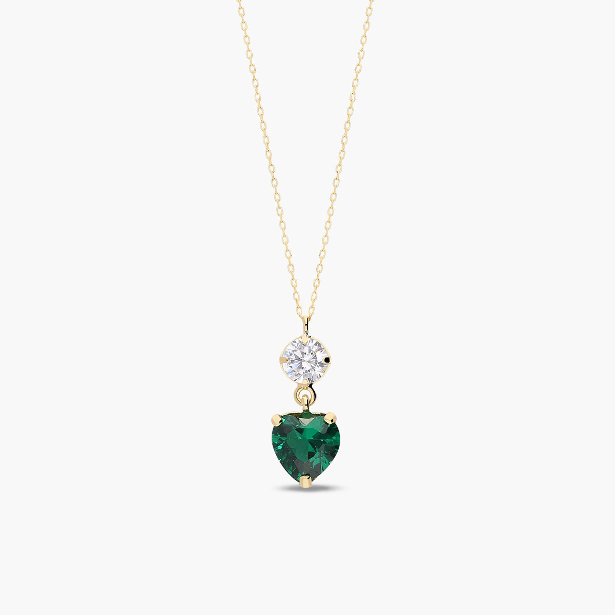 Collar corazón de oro 18K circonita verde 10 mm FEELINGS