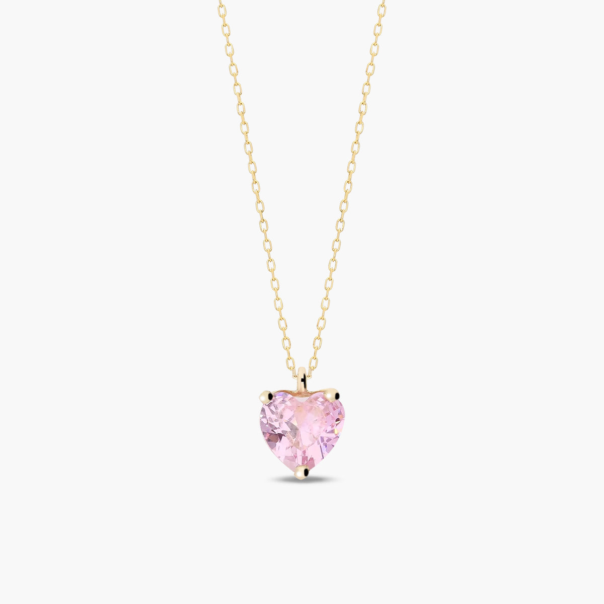Collar corazón de oro 18K circonita rosa 6 mm FEELINGS