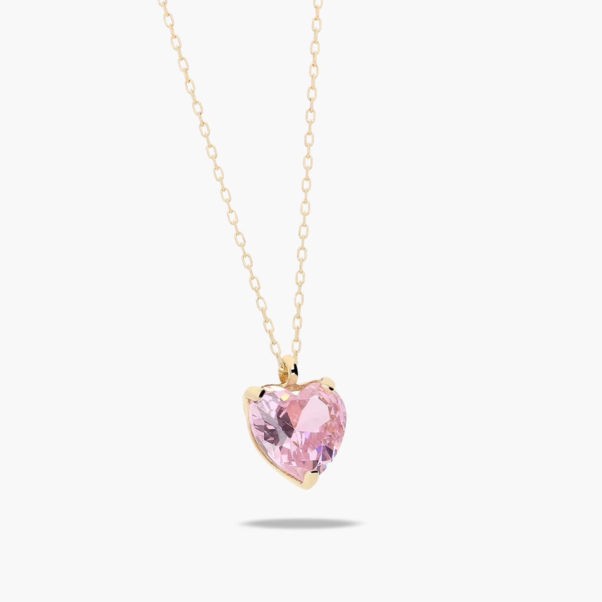 Collar corazón de oro 18K circonita rosa 6 mm FEELINGS