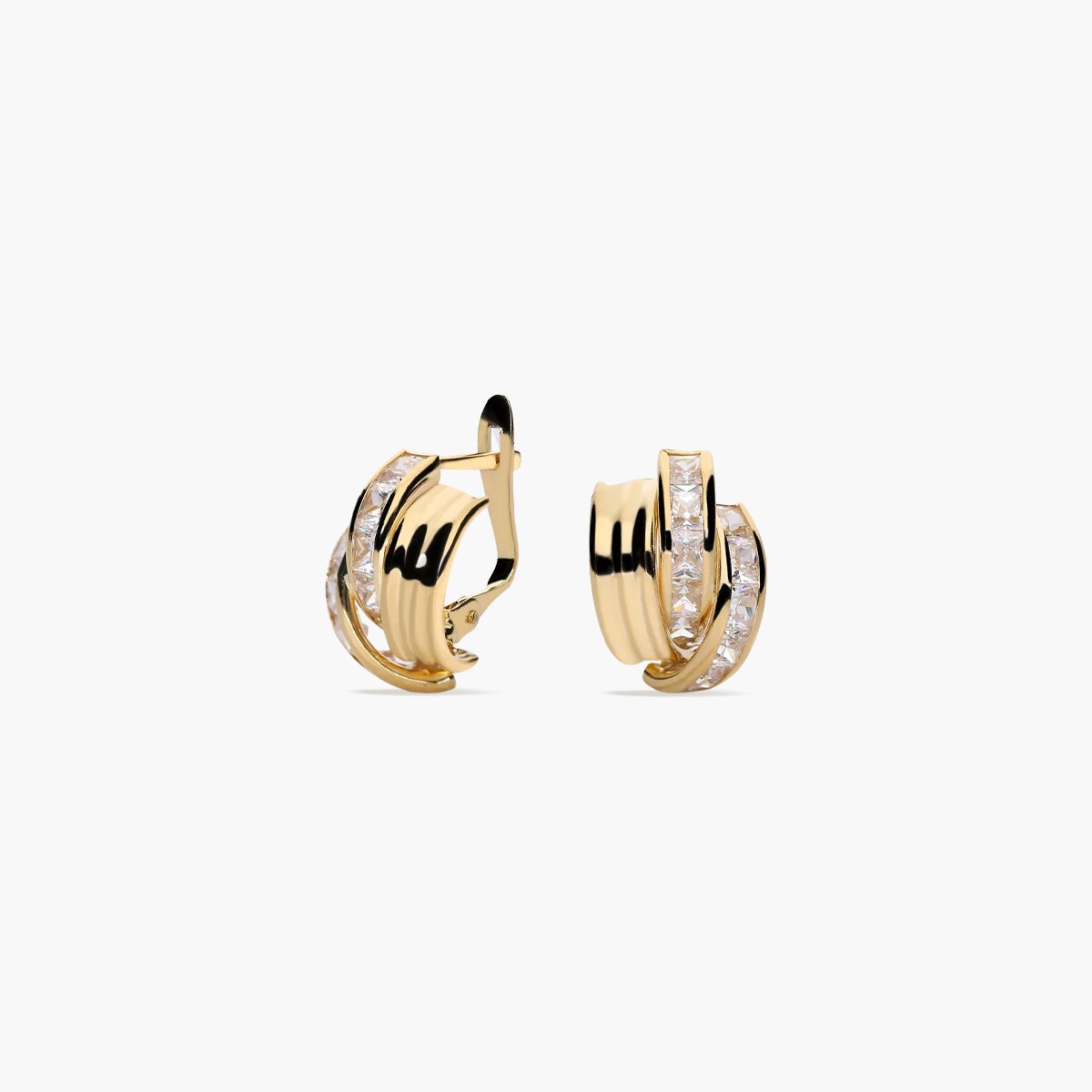 Pendientes de oro 18K circonitas bagué 14 mm