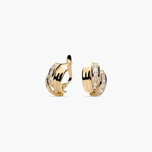 Pendientes de oro 18K circonitas bagué 14 mm