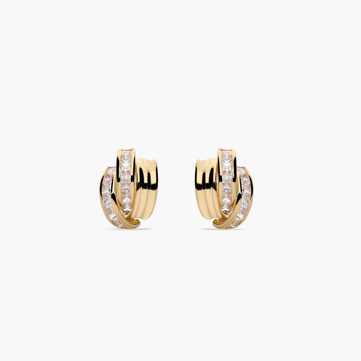 Pendientes de oro 18K circonitas bagué 14 mm