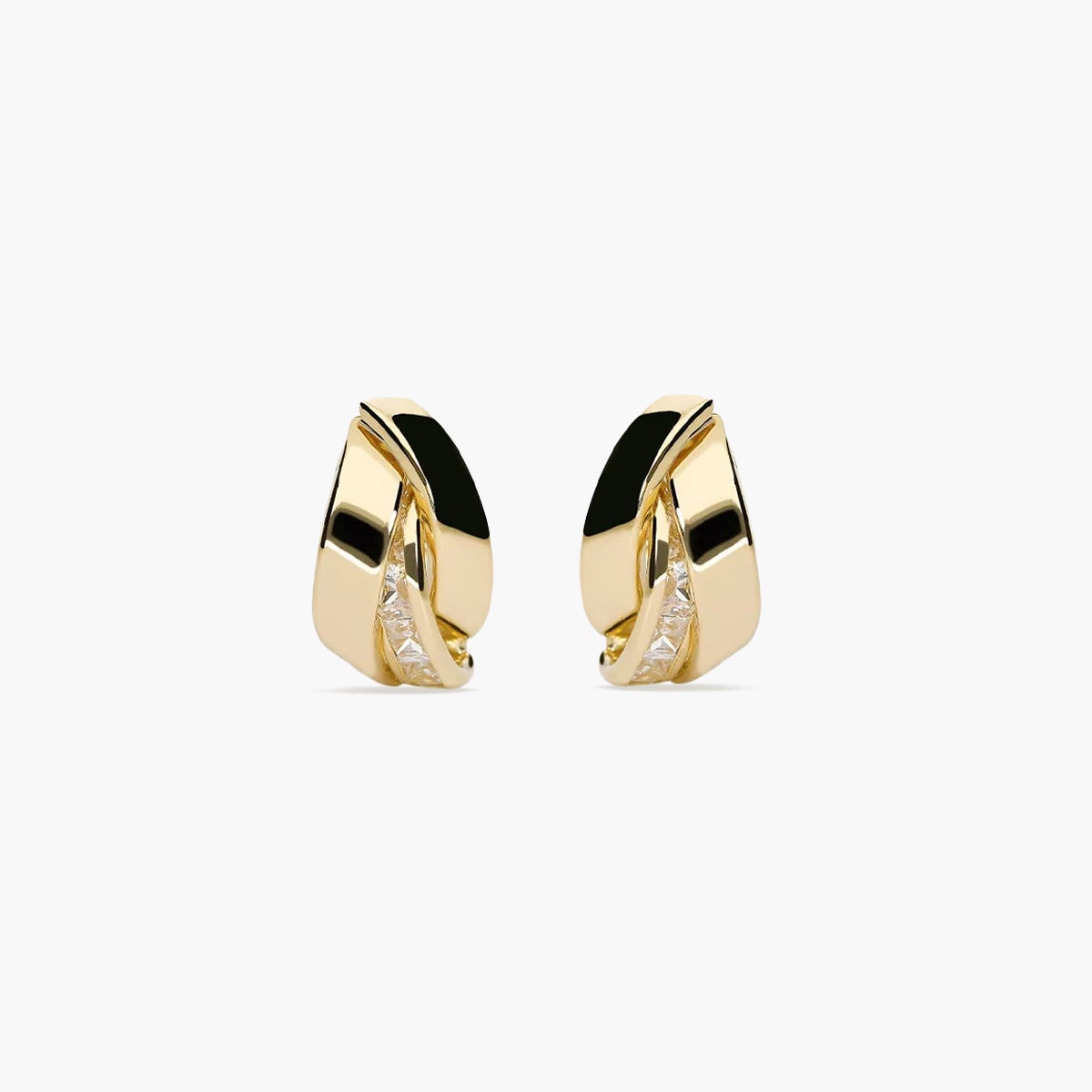 Pendientes de oro 18K circonitas bagué 14 mm