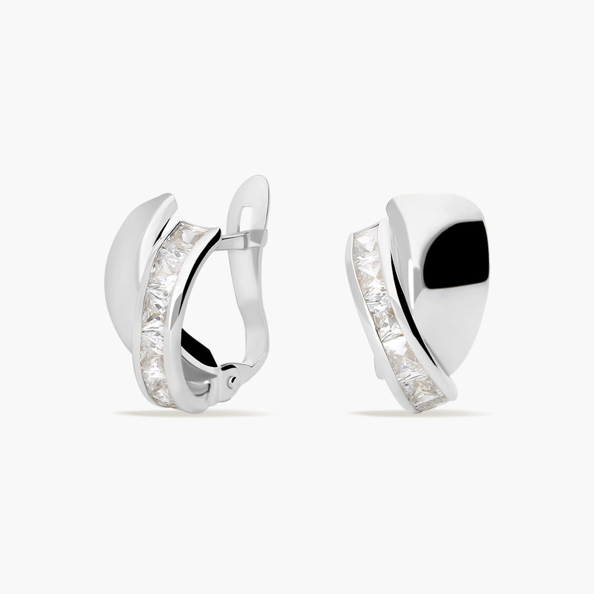 Pendientes de oro blanco 18K circonitas 12 mm