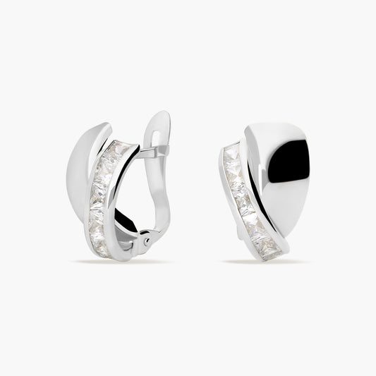 Pendientes de oro blanco 18K circonitas 12 mm