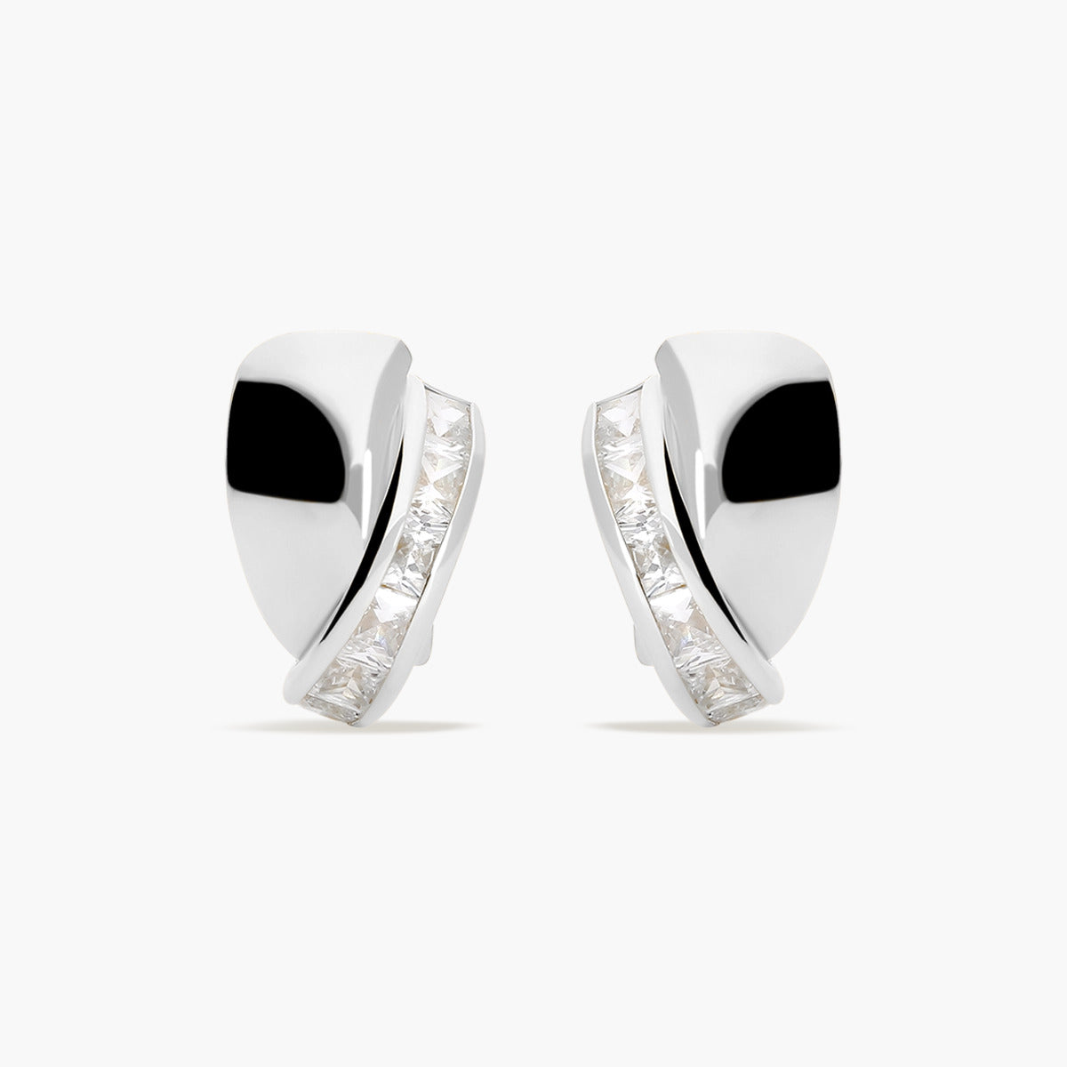 Pendientes de oro blanco 18K circonitas 12 mm
