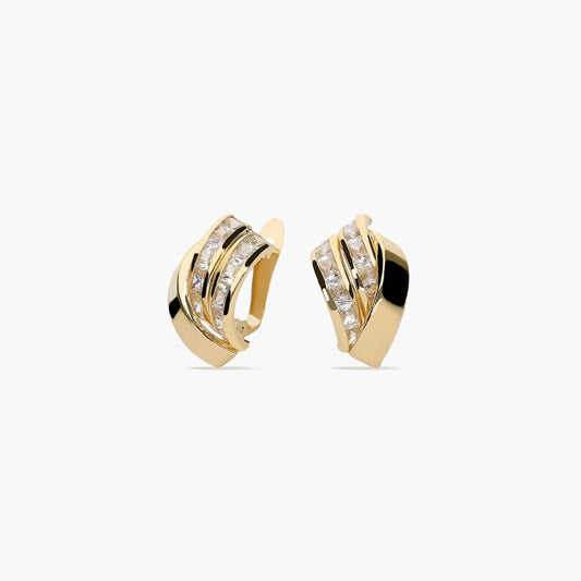 Pendientes de oro 18K circonitas bagué 14 mm