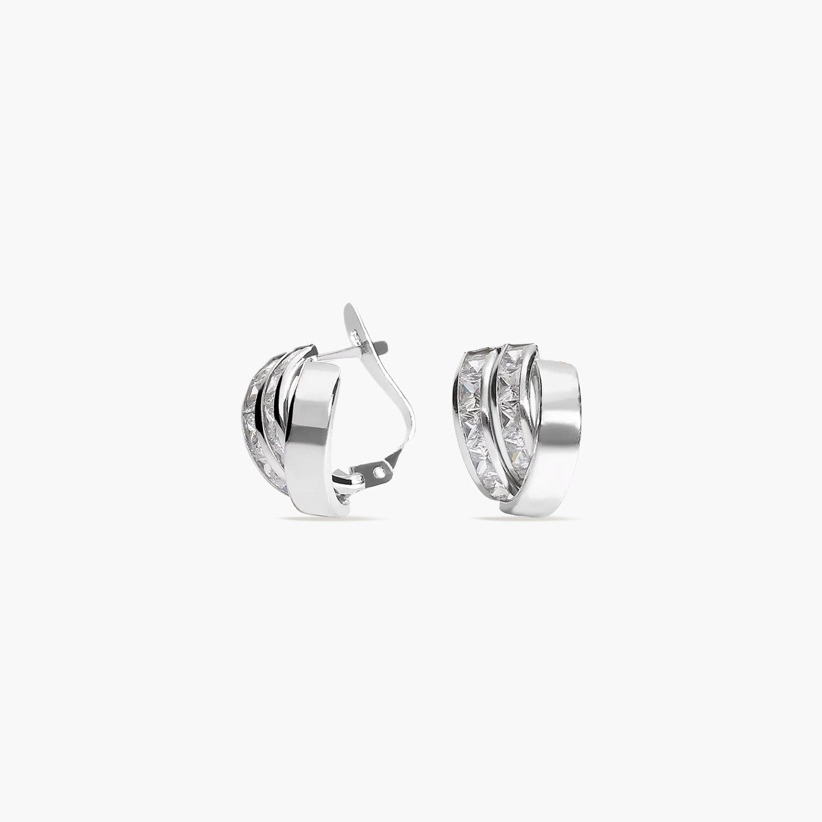 Pendientes de oro blanco 18K circonitas bagué 14 mm