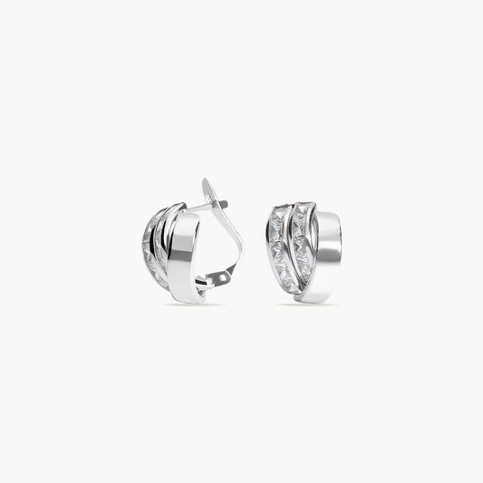 Pendientes de oro blanco 18K circonitas bagué 14 mm