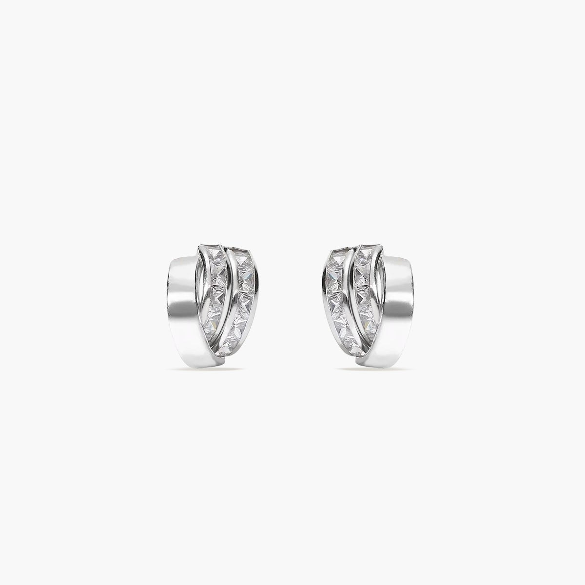 Pendientes de oro blanco 18K circonitas bagué 14 mm