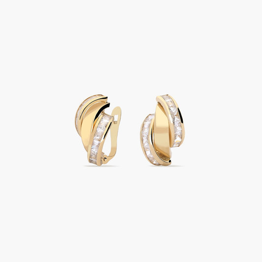 Pendientes de oro 18K circonitas bagué 14 mm