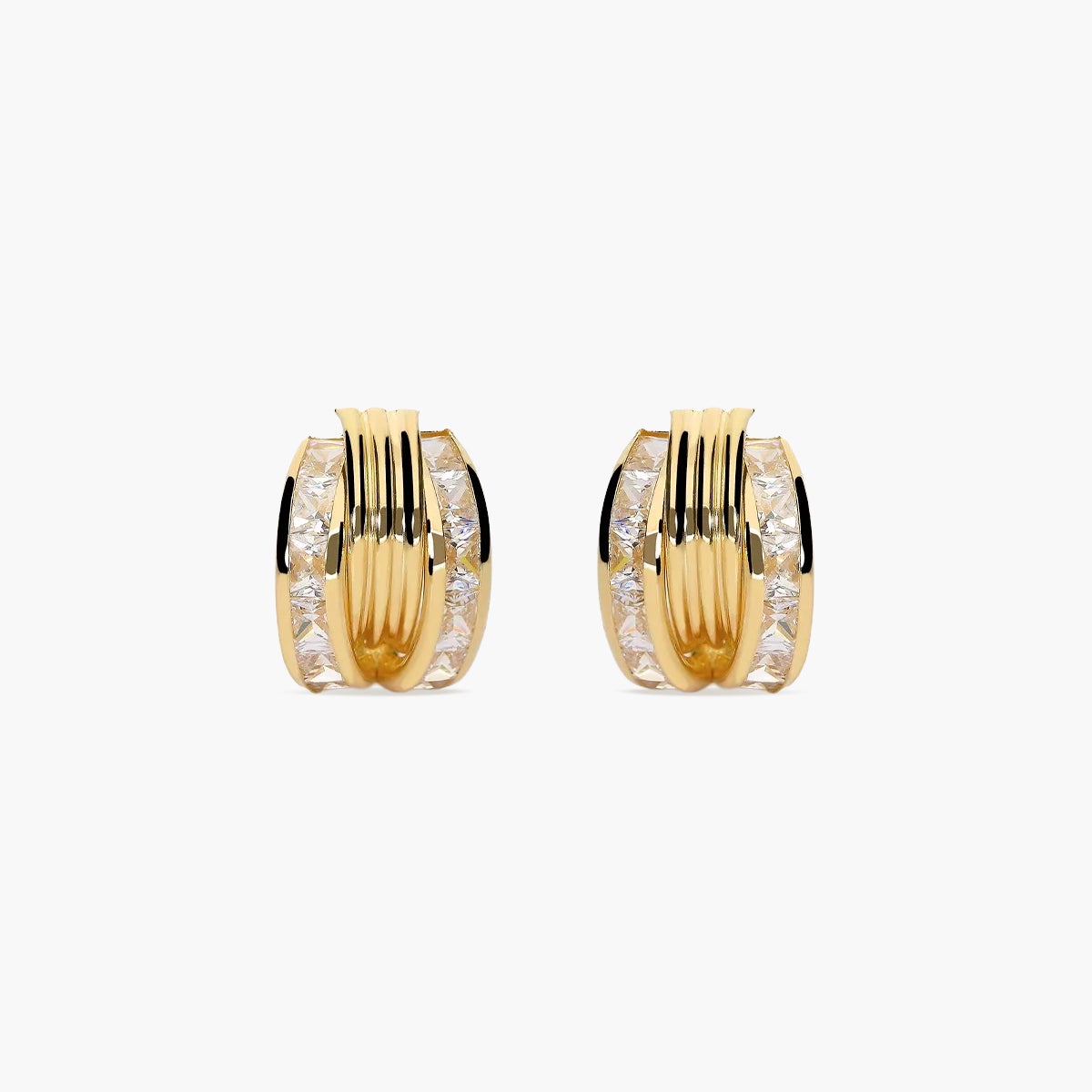 Pendientes de oro 18K circonitas bagué 12 mm