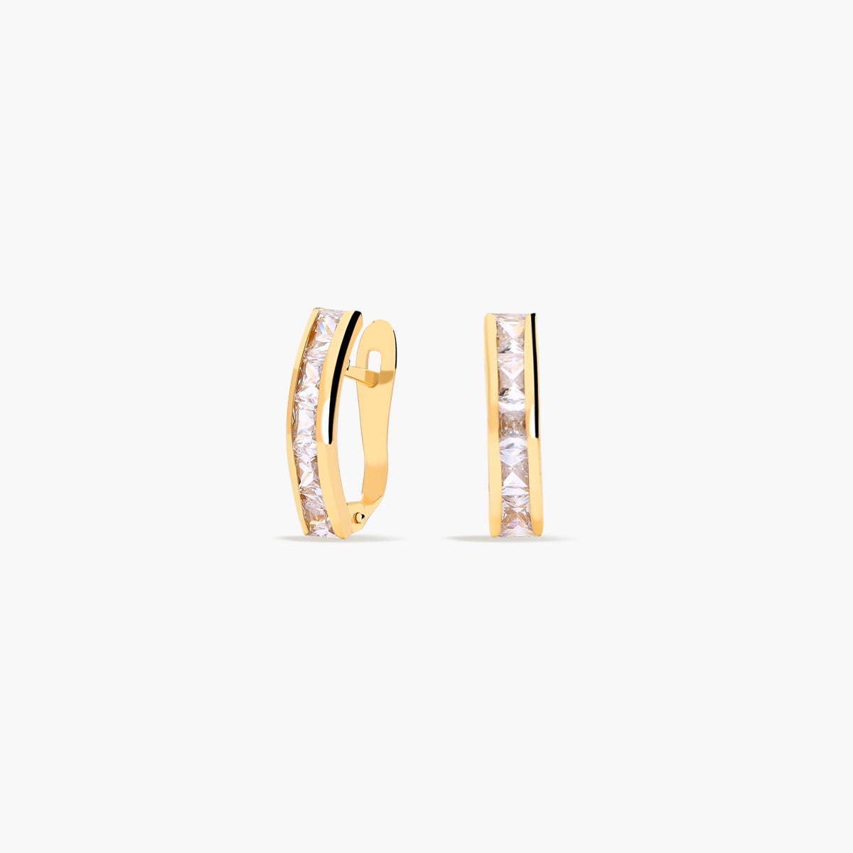 Pendientes de oro 18K circonitas tipo cinquillo 14 mm