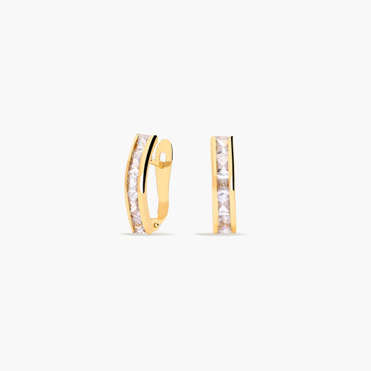 Pendientes de oro 18K circonitas tipo cinquillo 14 mm