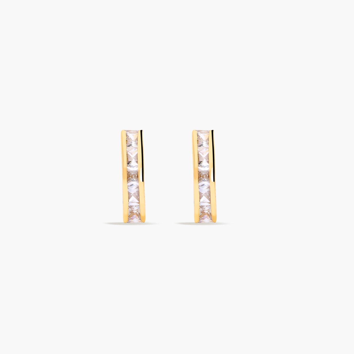 Pendientes de oro 18K circonitas tipo cinquillo 14 mm