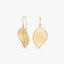 Pendientes largos hoja de oro bicolor 18K 45 mm