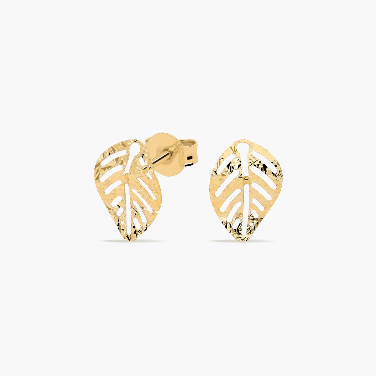 Pendientes forma de hoja de oro 18K 10 mm