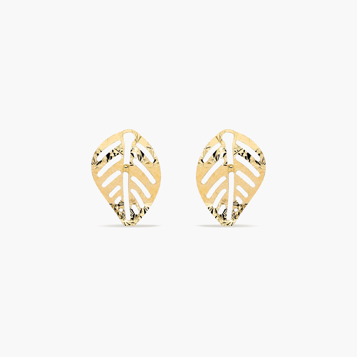 Pendientes forma de hoja de oro 18K 10 mm