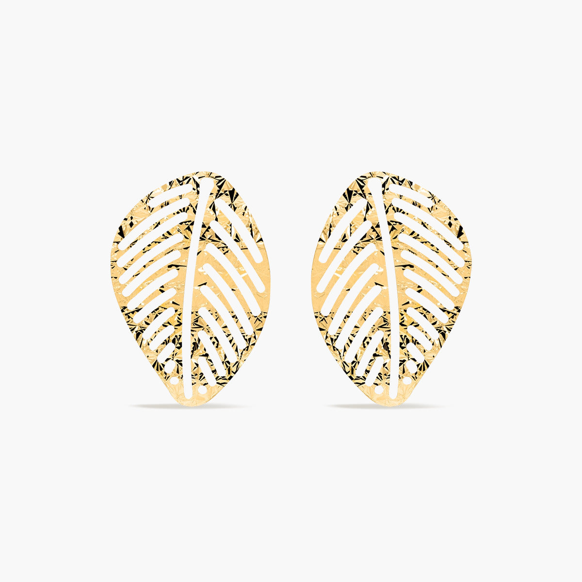Pendientes forma de hoja de oro 18K 20 mm