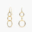 Pendientes largos triple círculo de oro 18K 37 mm