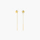 Pendientes largos estrella de oro 18K 50 mm