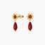 Pendientes largos flor de oro 18K coral 18 mm