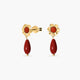 Pendientes largos flor de oro 18K coral 18 mm