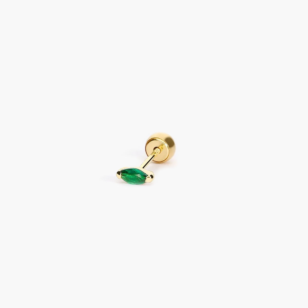 Piercing de oreja de oro 18K circonita verde 4 mm