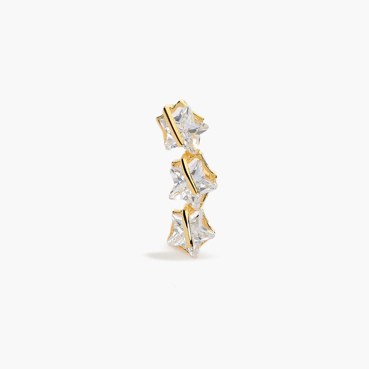 Piercing de oreja de oro 18K circonitas estrellas 10 mm