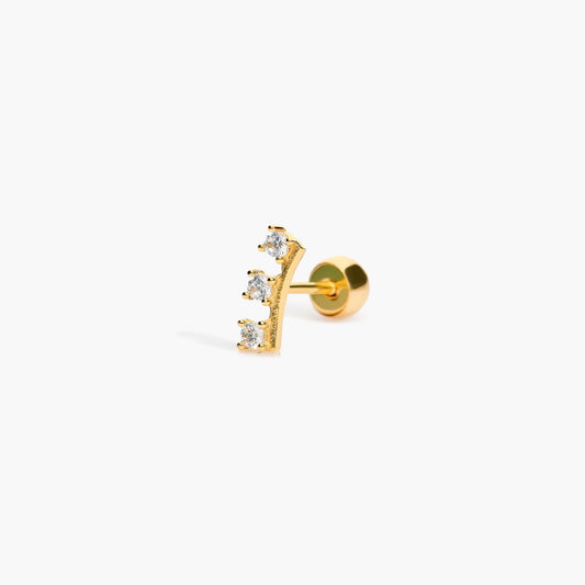 Piercing de oreja de oro 18K circonitas 7 mm