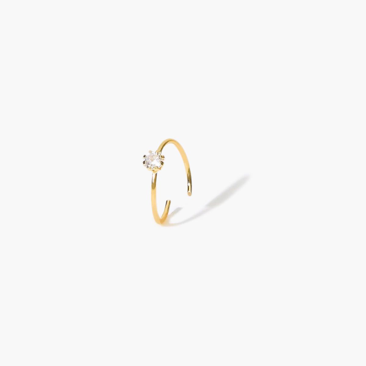 Piercing de nariz de oro 18K aro abierto circonita 9 mm