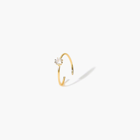 Piercing de nariz de oro 18K aro abierto circonita 9 mm