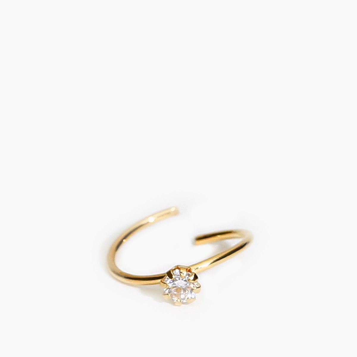 Piercing de nariz de oro 18K aro abierto circonita 9 mm