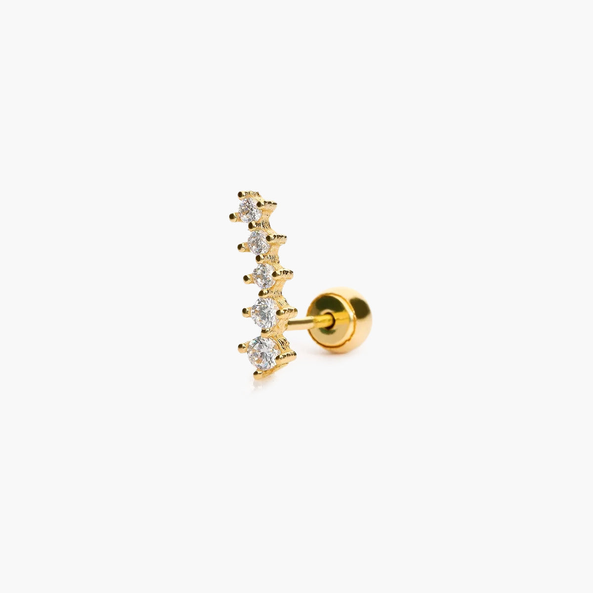 Piercing de oreja de oro 18K circonitas 10 mm