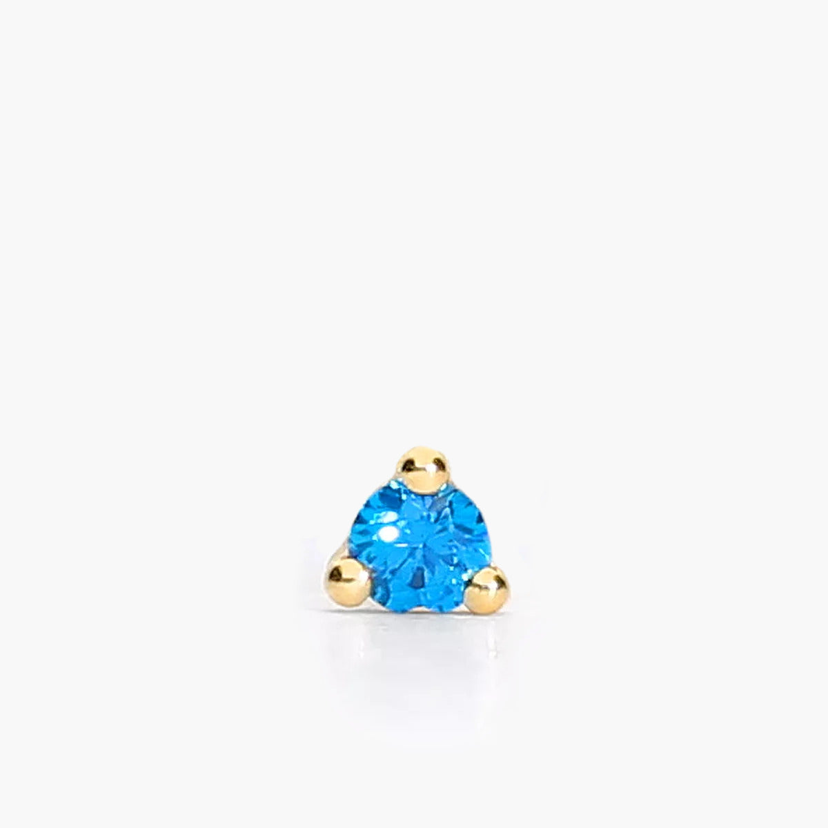 Piercing de oreja de oro 18K circonita redonda azul 2 mm