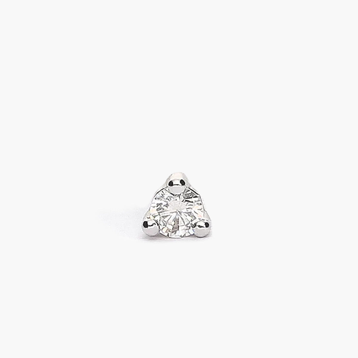 Piercing de oreja de oro blanco 18K circonita redonda 2 mm