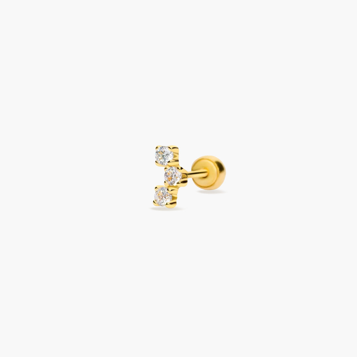 Piercing de oreja de oro blanco 18K circonitas 6 mm