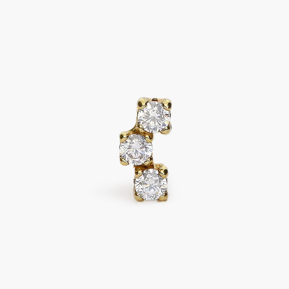 Piercing de oreja de oro blanco 18K circonitas 6 mm