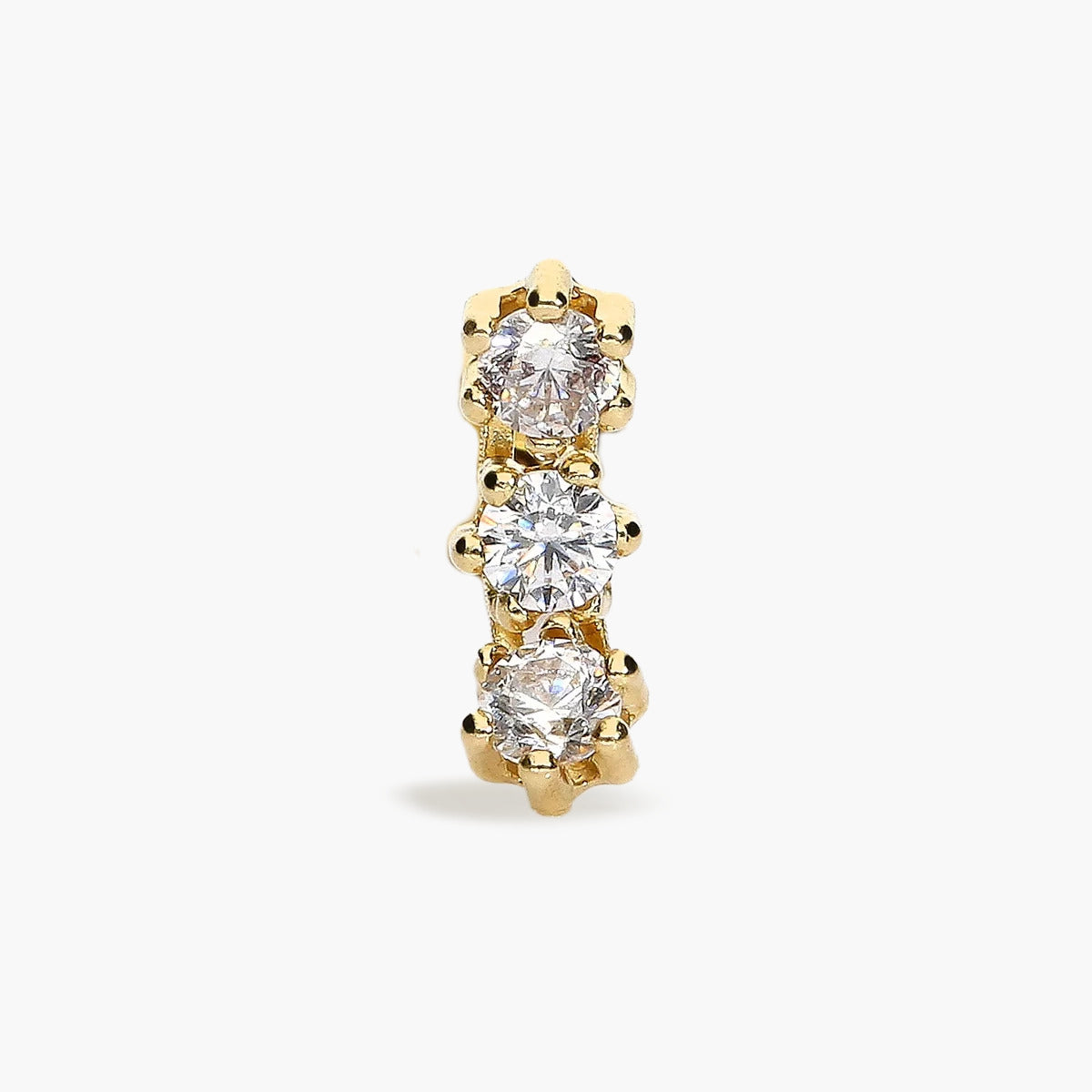 Piercing de oreja de oro blanco 18K circonitas 8 mm