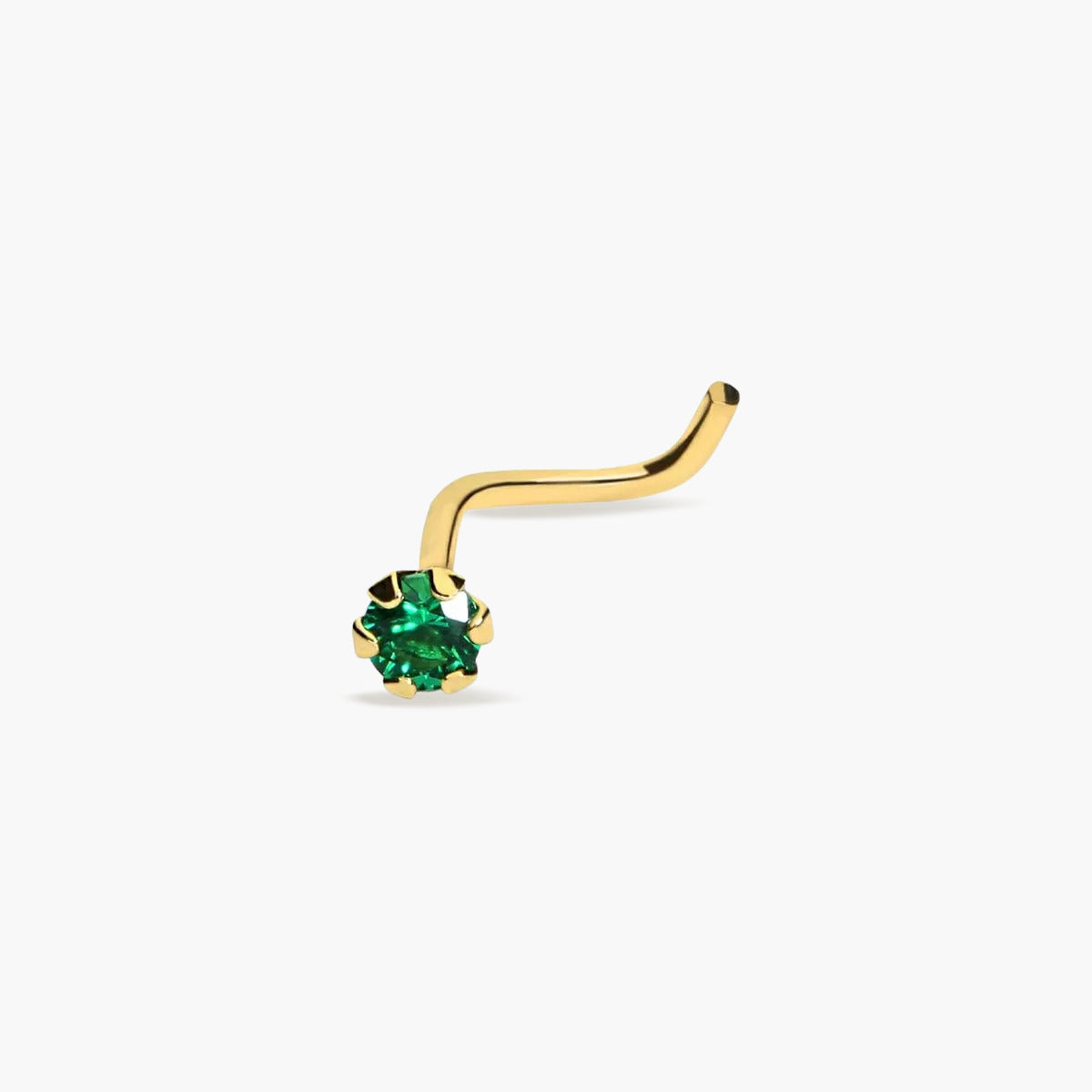 Piercing de nariz de oro 18K circonita verde 10 mm