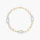 Pulsera de oro bicolor 18K eslabón anillas oval 19 cm