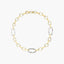Pulsera de oro bicolor 18K eslabón anillas oval 19 cm