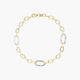 Pulsera de oro bicolor 18K eslabón anillas oval 19 cm
