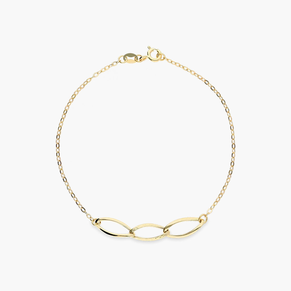 Pulsera de oro 18K eslabón anillas oval y cadena 19 cm