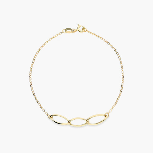 Pulsera de oro 18K eslabón anillas oval y cadena 19 cm