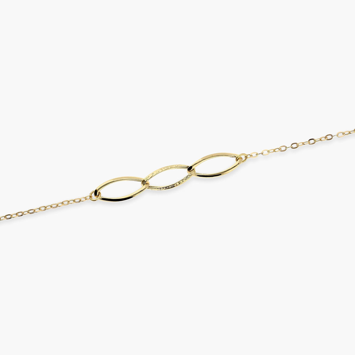 Pulsera de oro 18K eslabón anillas oval y cadena 19 cm
