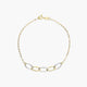 Pulsera de oro bicolor 18K eslabón anillas oval y cadena 19 cm