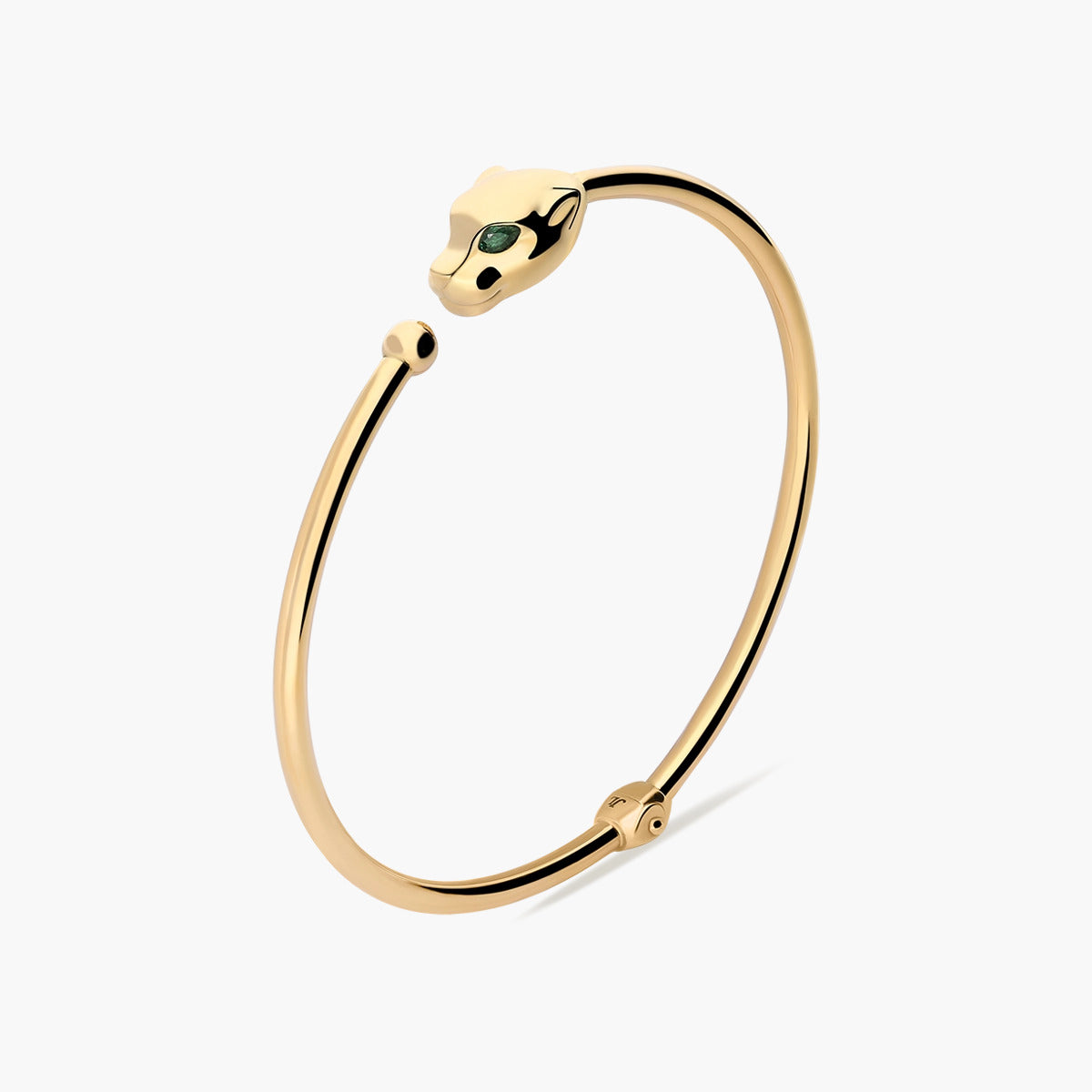 Pulsera rígida de oro 18K circonita verde 55x45 mm LEOPARD