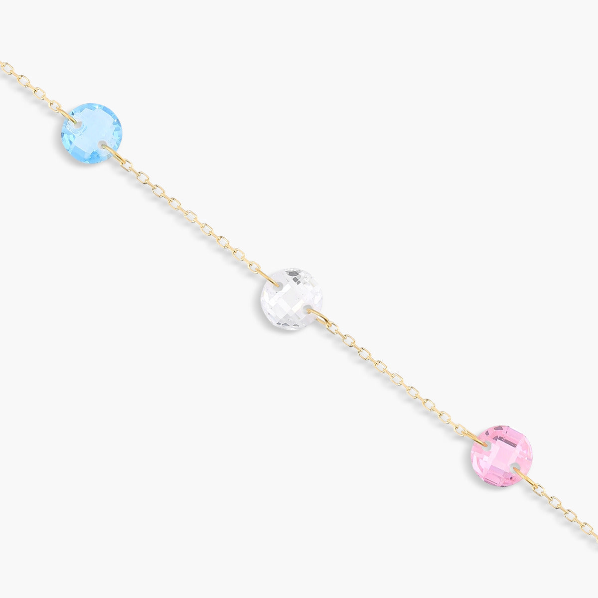 Pulsera de oro 18K circonitas multicolor 16-18 cm