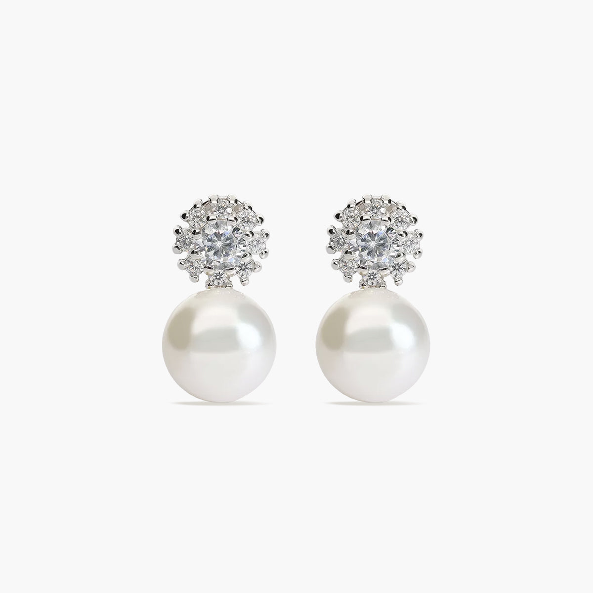 Pendientes de plata 1ª ley con perlas y circonitas 17 mm